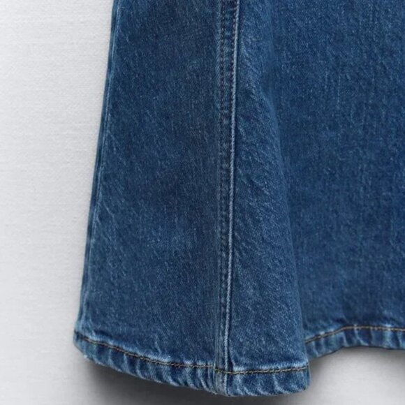 NWT ZARA NWT ZARA MID WAIST Z1975 DENIM MIDI SKIRT MID-BLUE - Picture 3 of 4